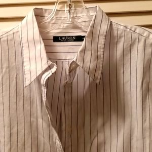 COPY - Ralph Lauren,Ladies button down long sleeve, white and blue striped shirt